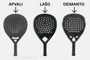 Padelio rakečių formos