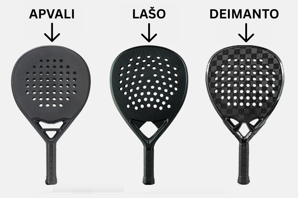 Padelio rakečių formos